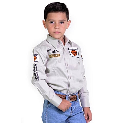 Camisa Radade Infantil Unisex Manga Longa Bordada Brands Bege - 1049