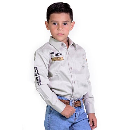 Camisa Radade Infantil Unisex Manga Longa Bordada Brands Bege - 1049
