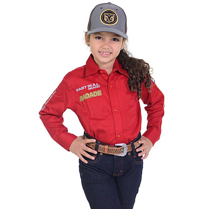 Camisa Radade Infantil Unisex Manga Longa Bordada Brands Vermelha - 1048