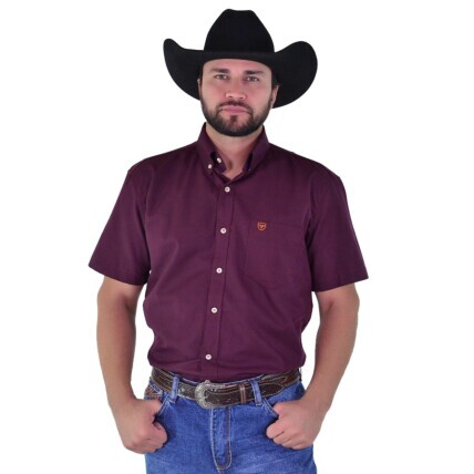 Camisa Radade Manga Curta Lisa OX cor Vinho - 1995