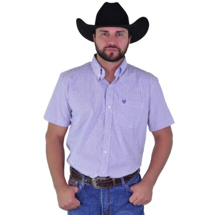 Camisa Radade Manga Curta Xadrez FIFTY cor Azul - 1994