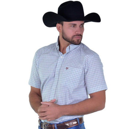 Camisa Radade Manga Curta Xadrez Fifty cor Azul Claro - 1696