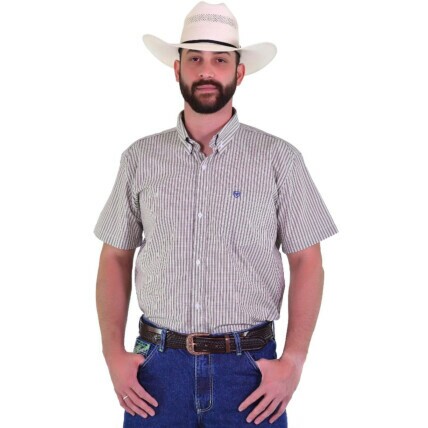 Camisa Radade Manga Curta Xadrez Fifty cor Marrom e Verde - 1926