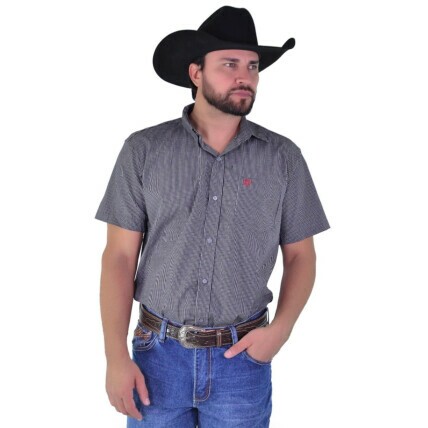 Camisa Radade Manga Curta Xadrez FIFTY cor Preto - 1991