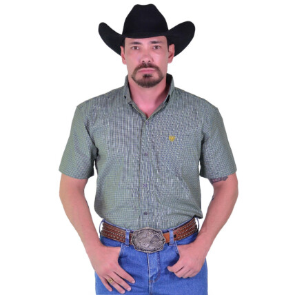 Camisa Radade Manga Curta Xadrez Fifty cor Verde e Amarelo - 2035