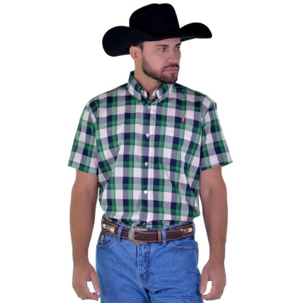 Camisa Radade Manga Curta Xadrez Fifty cor Verde e Cinza - 1702