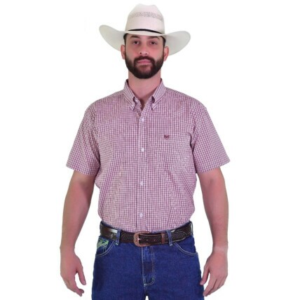 Camisa Radade Manga Curta Xadrez Fifty cor Vinho - 1928