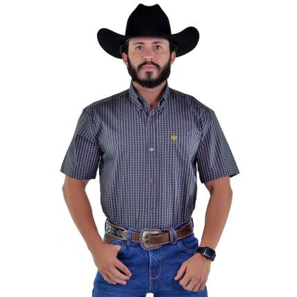Camisa Radade Manga Curta Xadrez Fifty Verde e Azul - 1783