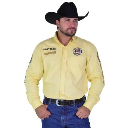 Camisa Radade Manga Longa Bordada Brands cor Amarelo - 2184