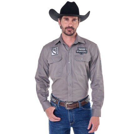 Camisa Radade Manga Longa Bordada BRUT cor Cinza - 2067