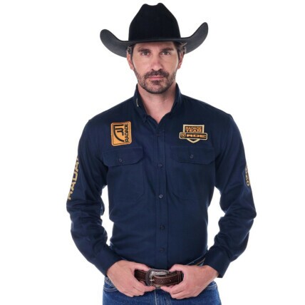 Camisa Radade Manga Longa Bordada BRUT cor Marinho - 2214