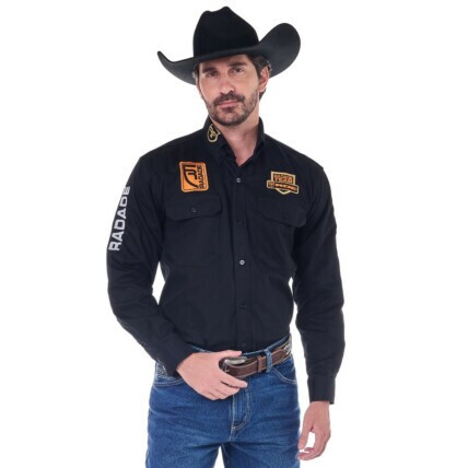 Camisa Radade Manga Longa Bordada BRUT cor Preto - 2062