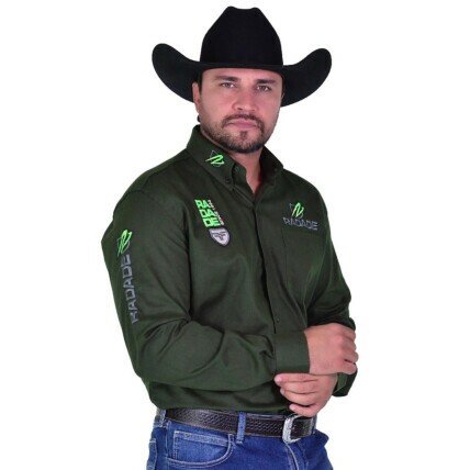 Camisa Radade Manga Longa Bordada BRUT cor Verde - 2182