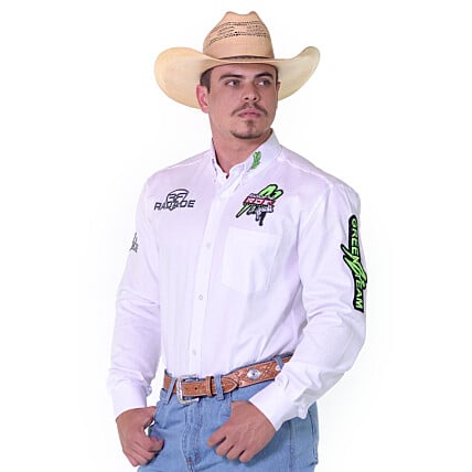 Camisa Radade Manga Longa Bordada Green Bull cor Branca - 1221