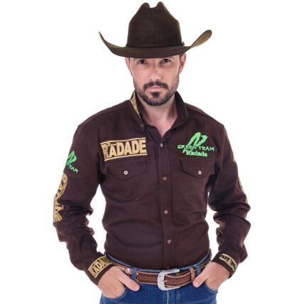 Camisa Radade Manga Longa Bordada GREEN cor Marrom - 2124