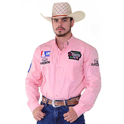 Camisa Radade Manga Longa Bordada LNR Rosa - 1270