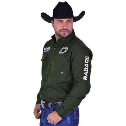Camisa Radade Manga Longa Bordada New Western cor Verde - 2154