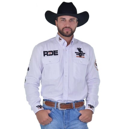 Camisa Radade Manga Longa Bordada RIDERS Branca - 1764