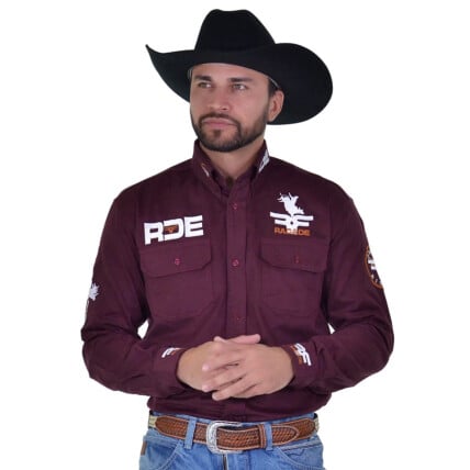 Camisa Radade Manga Longa Bordada RIDERS Vinho - 1737