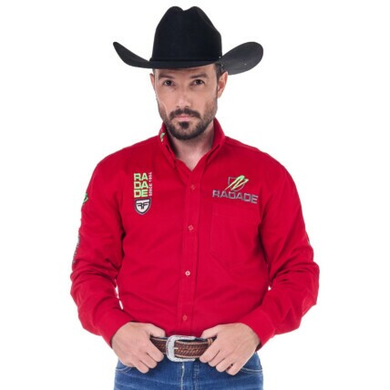 Camisa Radade Manga Longa Bordada VERT cor Vermelho - 2071