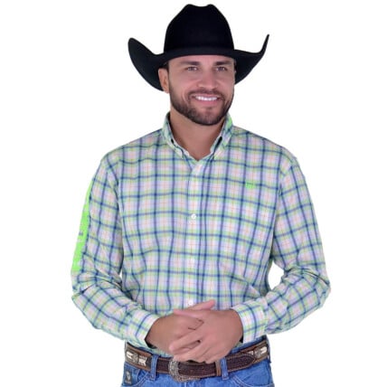 Camisa Radade Manga Longa Xadrez Bordada cor Verde - 1677