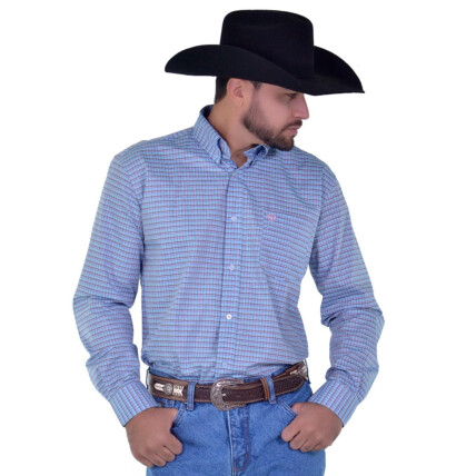 Camisa Radade Manga Longa Xadrez Fifty cor Azul - 1700