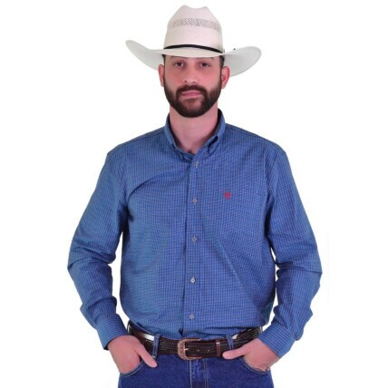 Camisa Radade Manga Longa Xadrez Fifty cor Azul - 1937