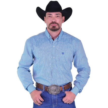 Camisa Radade Manga Longa Xadrez Fifty cor Azul Claro - 2028