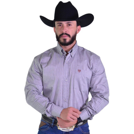 Camisa Radade Manga Longa Xadrez Fifty cor Cinza - 1912