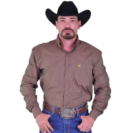 Camisa Radade Manga Longa Xadrez Fifty cor Marrom - 2036