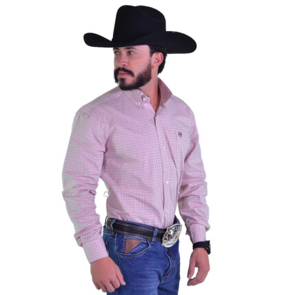 Camisa Radade Manga Longa Xadrez Fifty cor Rosa - 1901