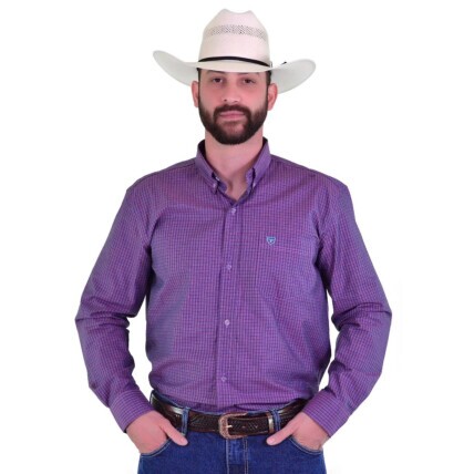 Camisa Radade Manga Longa Xadrez Fifty cor Roxo - 1950