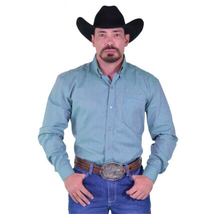 Camisa Radade Manga Longa Xadrez Fifty cor Verde e Azul - 2030