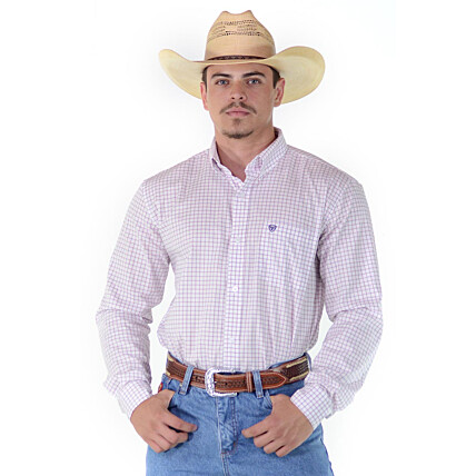 Camisa Radade Manga Longa Xadrez Fifty Rosa Claro - 1136