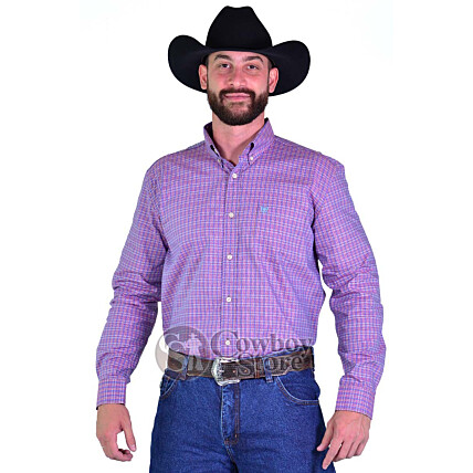 Camisa Radade Manga Longa Xadrez Lilas e Roxo - 1479