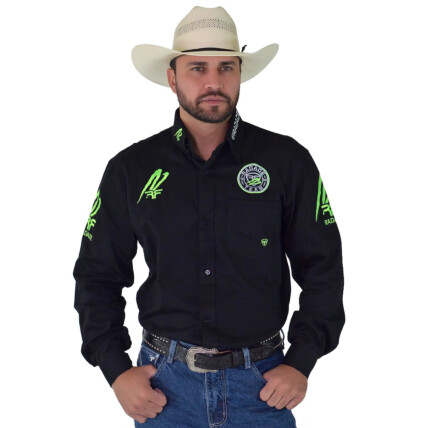 Camisa Radade RR Manga Longa Bordada Preta - 1825