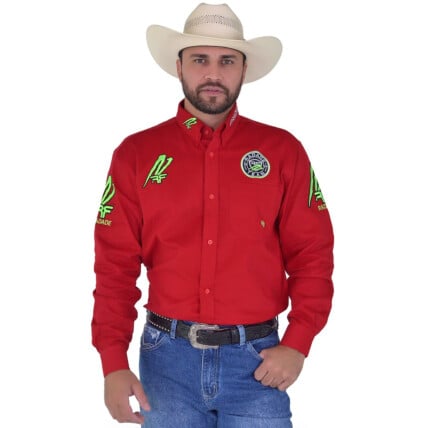 Camisa Radade RR Manga Longa Bordada Vermelha - 1823
