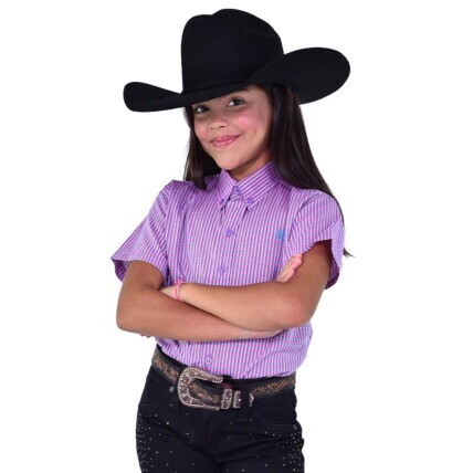 Camisa Radade Unissex Infantil Manga Curta Xadrez cor Roxo - 2149