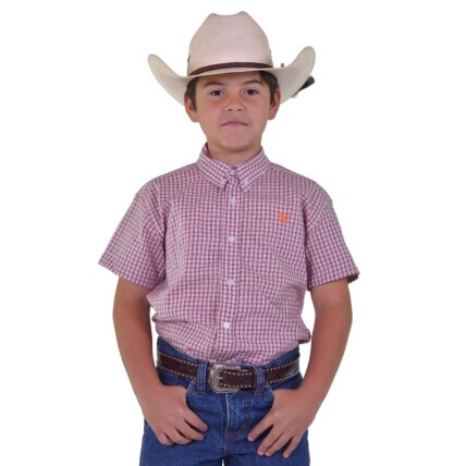 Camisa Radade Unissex Infantil Manga Curta Xadrez cor Vinho - 1976
