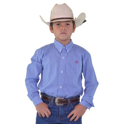 Camisa Radade Unissex Infantil Manga Longa Xadrez cor Azul - 1970