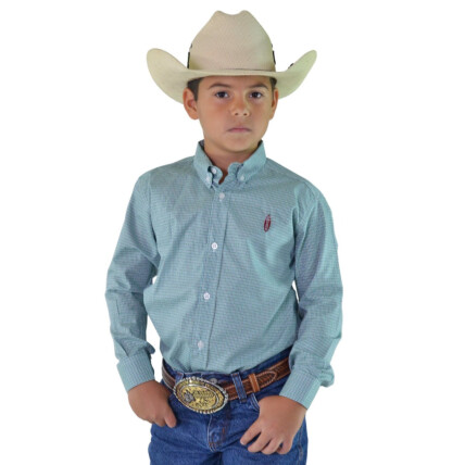 Camisa Radade Unissex Infantil Manga Longa Xadrez cor Verde - 1859