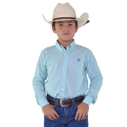 Camisa Radade Unissex Infantil Manga Longa Xadrez cor Verde claro - 1971