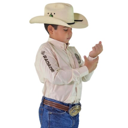 Camisa RDE LIGHT Unissex Infantil Manga Longa Bordada cor Bege - 1855