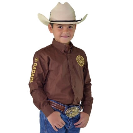 Camisa RDE LIGHT Unissex Infantil Manga Longa Bordada cor Marrom - 1865