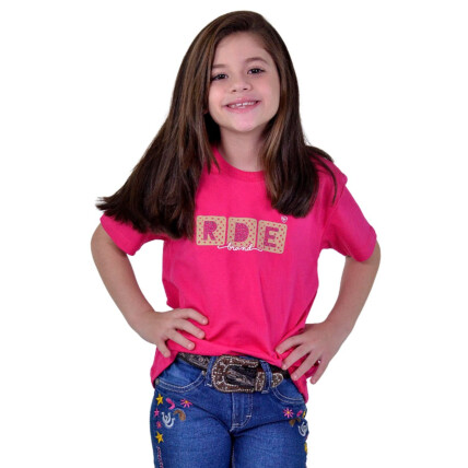 Camiseta Infantil Feminina Radade Strass Pink Azul - 1797
