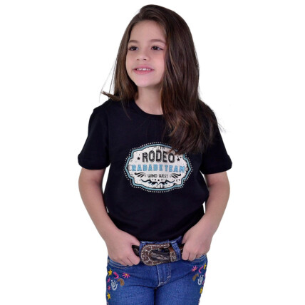 Camiseta Infantil Feminina Radade Strass Preta - 1798