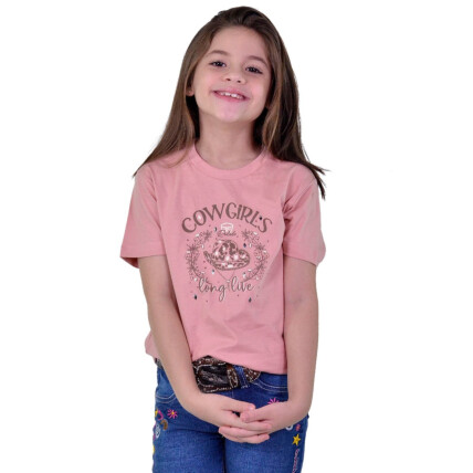 Camiseta Infantil Feminina Radade Strass Rosa - 1799