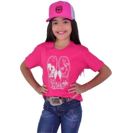 Camiseta Infantil Radade com Strass cor Pink - 1985