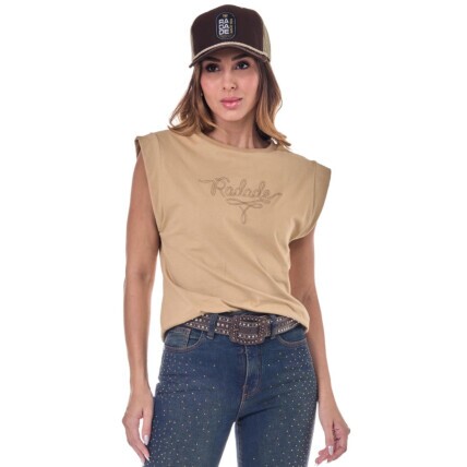 Camiseta Regata Radade Bordada RDE cor Bege - 2138