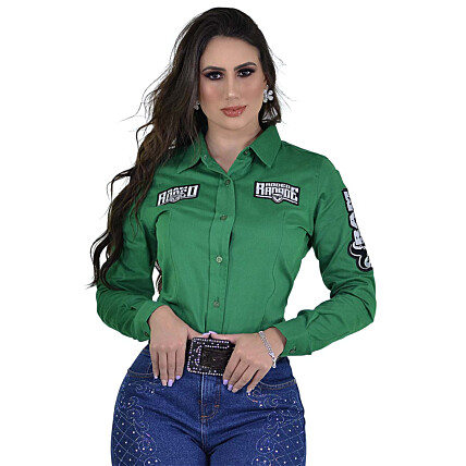 Camisete Manga Longa Bordada Rodeo RAM Radade cor Verde - 1173